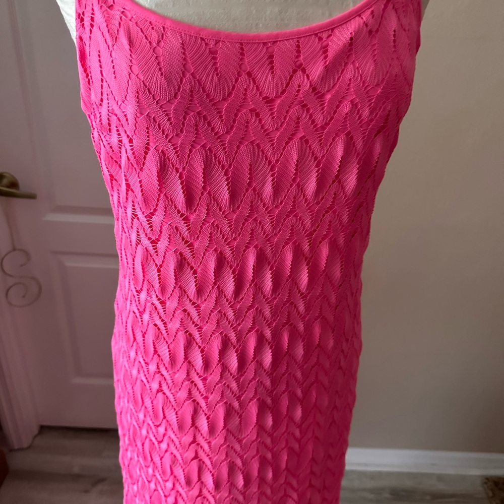 Lilly Pulitzer Pink Marbleized Knit Lace Maxi Dress